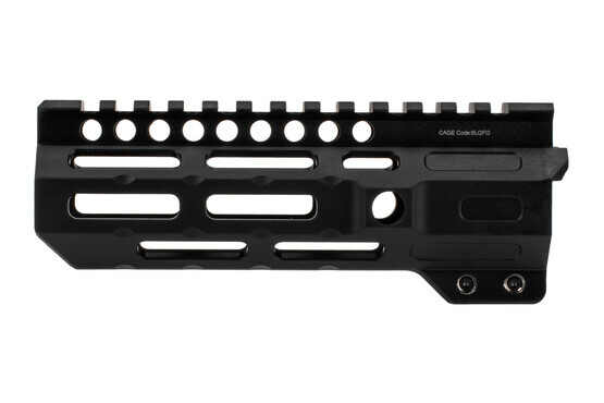Midwest Industries 6 combat rail handguard features a black anodized finish
